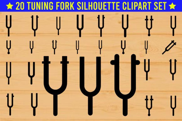 20 Tuning Fork Silhouette Clipart Set
