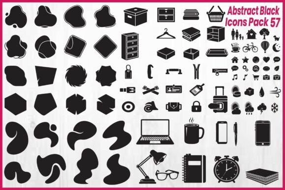 Abstract Black Icon Pack: A Modern Graphic Design Asset for Crafts and Local Branding