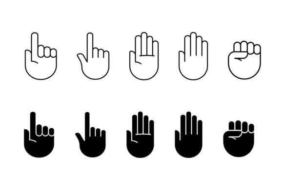 Black and White Hand Gesture Icons Graphics Review