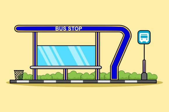 Bus Stop with Sign and Shelter: A Practical Graphic Design Asset for Digital Sellers