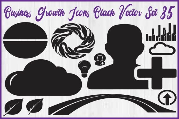 Business Growth Icons Black Vector Set Graphics and Crafts