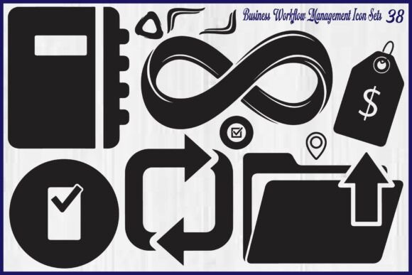Business Workflow Management Icons Set for Modern Website and Editorial Design