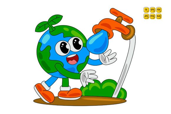 Cartoon Earth Character Vector Art 10 Graphics and Illustrations