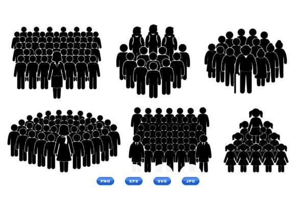 Crowd Silhouette Vector Set: Graphics and Crafts for Real Projects