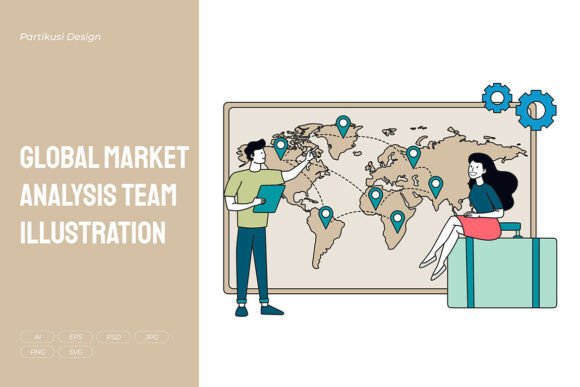 Global Market Analysis Team Illustration Graphics and Design Review