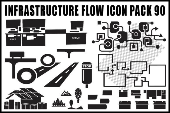 Infrastructure Flow Icon Pack: A Modern Graphic Design Asset for Content Creators