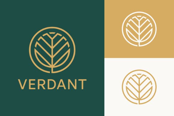 Leaf Circle Line Art Logo Gold Luxury Graphics and Logo Templates Review