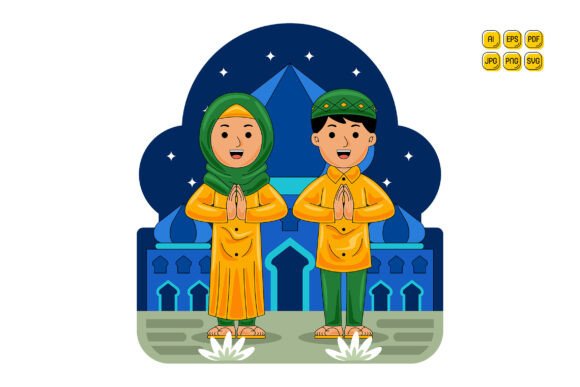 Muslim Man Woman Greeting Graphics for Authentic Branding