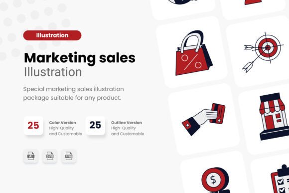 Object Marketing Sales Illustration Set for Commercial Graphics