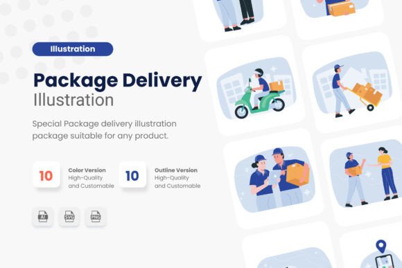 Package Delivery Illustration Set for Modern Graphic Design
