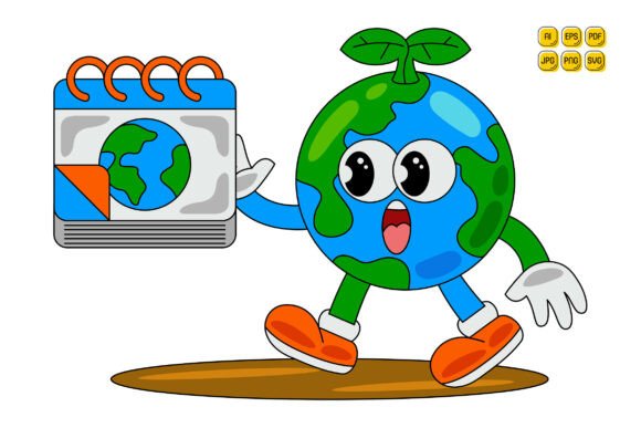 Reviewing Cartoon Earth Character Vector Art 24 for Embroidery
