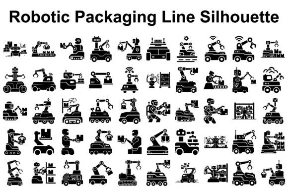 Robotic Packaging Line Set: A Modern Graphic Design Asset for Strong Branding