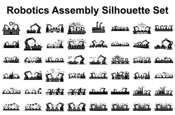 Robotics Assembly Silhouette Set: A Must-Have Graphic for Modern Content Creators