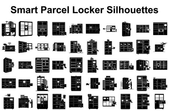 Smart Parcel Locker Silhouettes Graphics and Illustrations Review