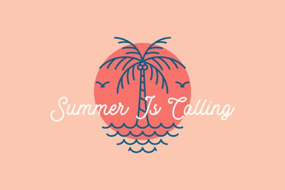 Summer is Calling Retro Line Art Logo Review for Embroidery Projects