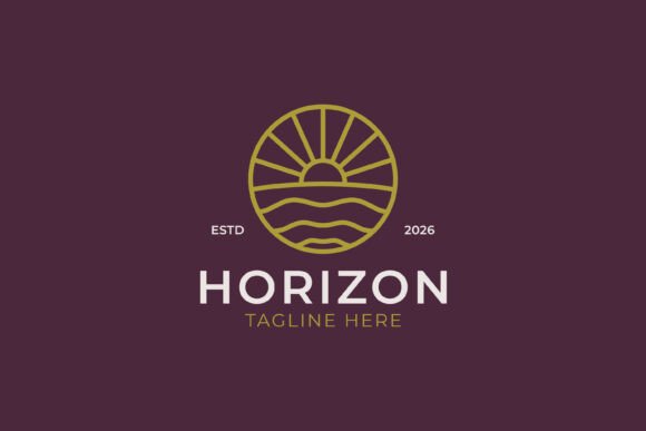 Sunset Horizon Line Art Logo Design Graphics and Logo Templates Review