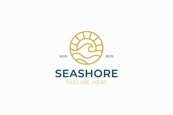 Wave Ocean Seashore Beach Logo Badge Graphics