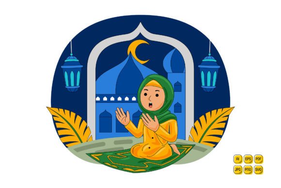 Woman Praying on a Prayer Mat – A Versatile Graphic for Local Business Branding